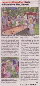 article Ecole buissonnière à Wesserling L'Alsace 2012